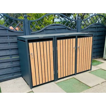 Storage Boxes Galvanized Steel Wheelie Bin Cover | Triple