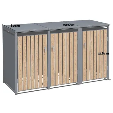 Galvanized Steel Wheelie Bin Cover | Triple