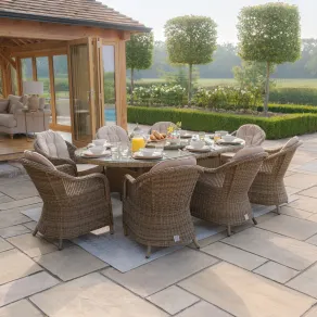 Winchester Heritage Dining Winchester 8 Seat Oval Dining Set with Heritage Dining Chairs & Woven Lazy Susan