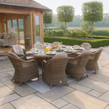 Winchester Heritage Dining Winchester 8 Seat Oval Dining Set with Heritage Dining Chairs & Woven Lazy Susan
