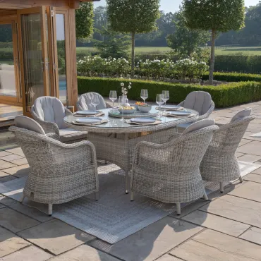 Oxford Heritage Dining Oxford 6 Seat Oval Dining Set with Heritage Dining Chairs & Woven Lazy Susan