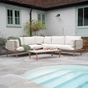 Maeve Rope Aluminium Corner Sofa Lounging Set in Clay - 8