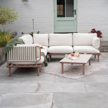 Maeve Rope Aluminium Corner Sofa Lounging Set in Clay