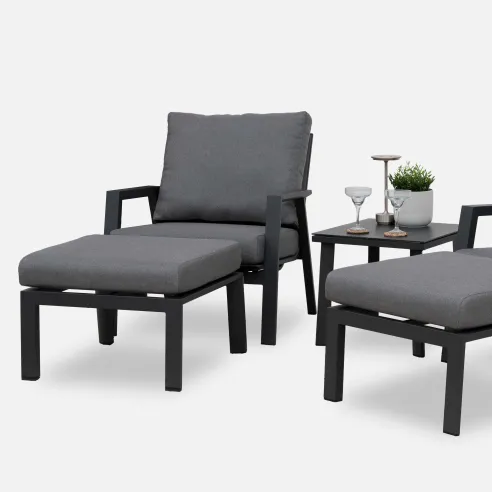 Zara 5pc Lounging Set with Square Side Table - Grey - 4 Zara 5pc Lounging Set with Square Side Table - Grey - 4