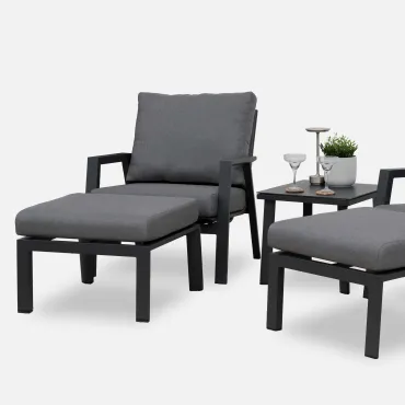 Zara 5pc Lounging Set & Square Side Table - Grey
