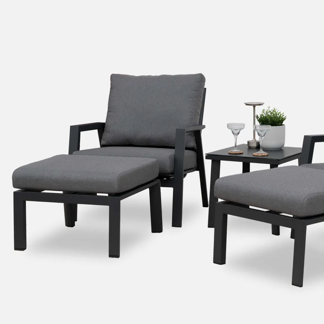 Zara 5pc Lounging Set with Square Side Table - Grey - 4 Zara 5pc Lounging Set with Square Side Table - Grey - 4