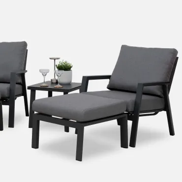 Zara 5pc Lounging Set & Square Side Table - Grey