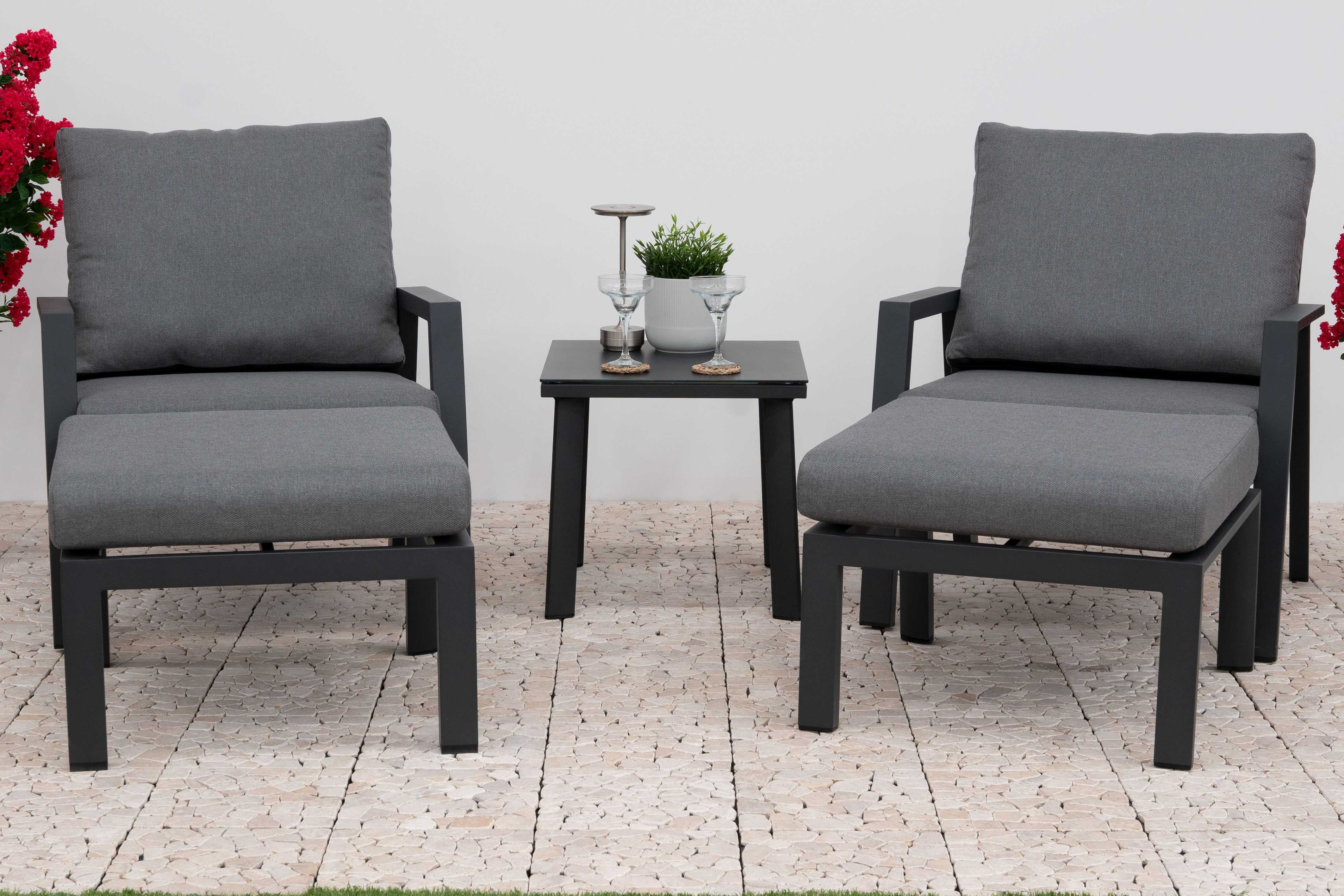 Zara 5pc Lounging Set & Square Side Table - Grey
