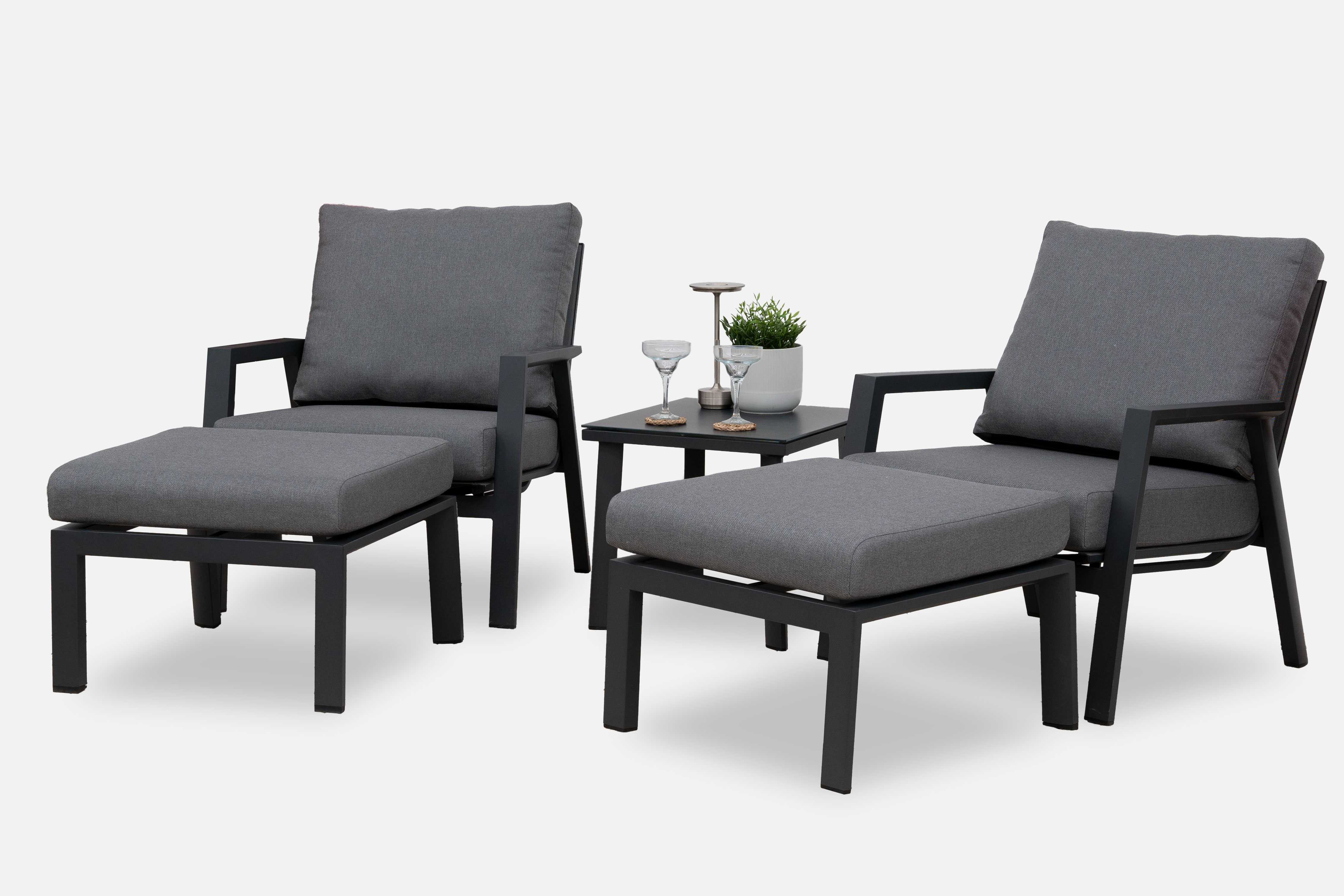 Zara 5pc Lounging Set & Square Side Table - Grey