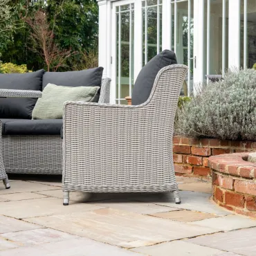 Talia 3 Seater Rattan Dining Set with 2 Armchairs & Bench - Rising Table