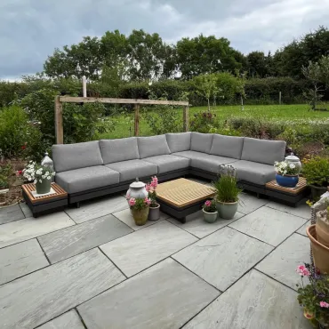 Bryson Aluminium Wood Large Corner Sofa Lounging Set - 1