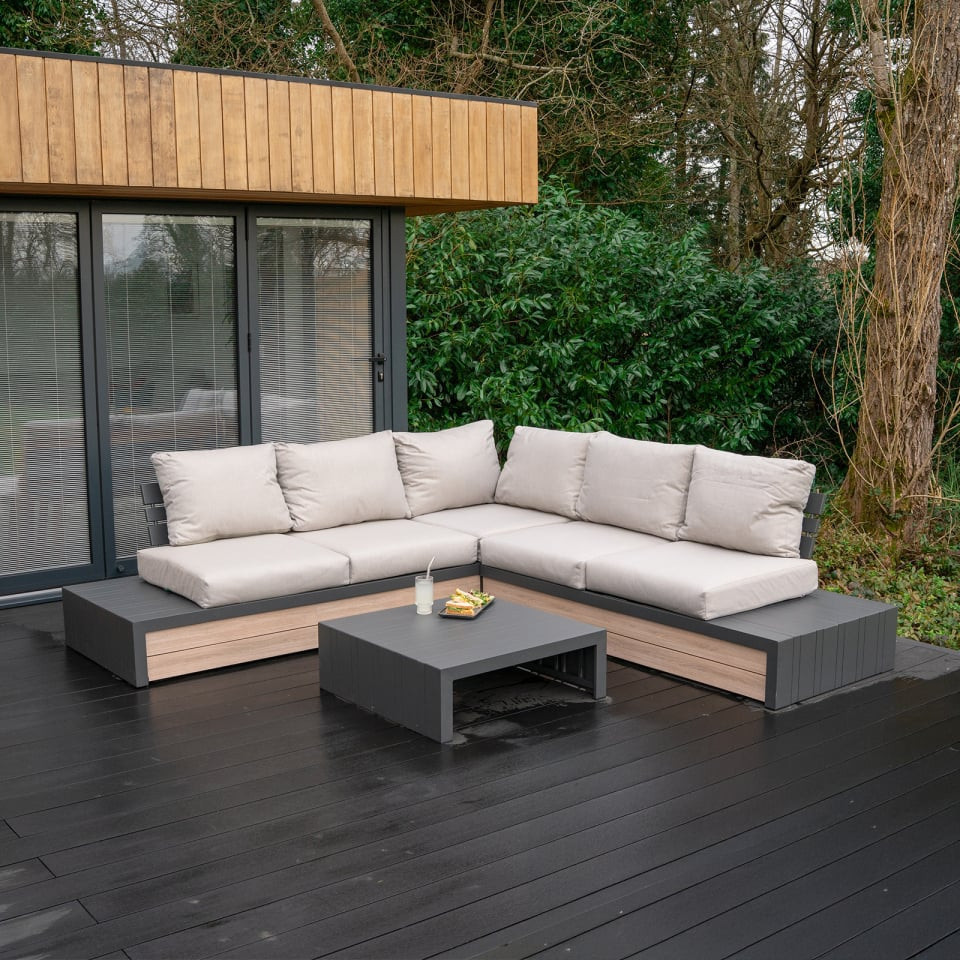Lyon Aluminium Wood Look Corner Sofa