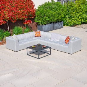Zeus All Weather Fabric Aluminium Large Corner Sofa Lounging Set  - 13