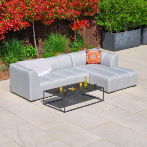 Zeus All Weather Fabric Aluminium 3 Seater Chaise Sofa Lounging Set  - 2