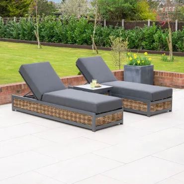 Caleb Rattan Aluminium Sun Lounger  - 2