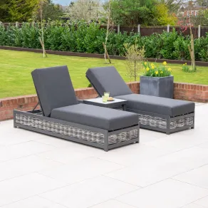 Caleb Rattan Aluminium Sun Lounger