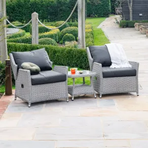 Talia Rattan Grande 3 Piece Reclining Lounging Set  - 2