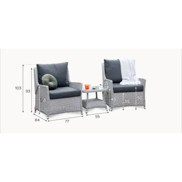 Talia Rattan Grande 3 Piece Reclining Lounging Set  - 7