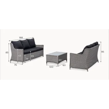 Talia Rattan 3 Seater Sofa Suite Lounging Set  - 8