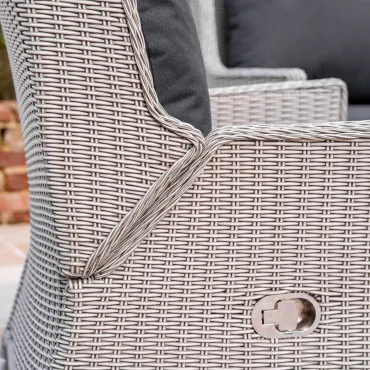 Talia 3 Seater Grande Rattan Dining Set with 2 Reclining Armchairs & Bench - Rising Table