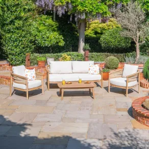 Matilda Rattan Wood 2 Seater Sofa Lounging Set - 2