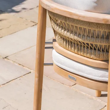 Matilda 6 Seat Rattan Wood Dining Set - Rectangular Table  - 9