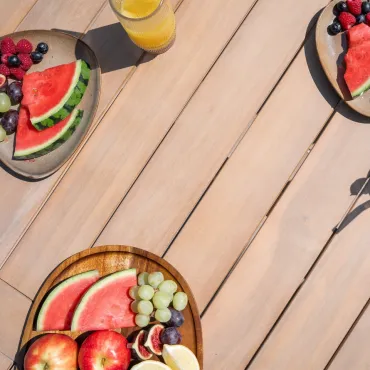 Matilda 6 Seat Rattan Wood Dining Set - Rectangular Table