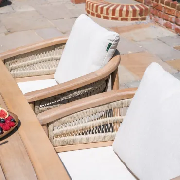 Matilda 6 Seat Rattan Wood Dining Set - Rectangular Table  - 14