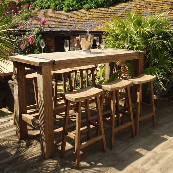 Reclaimed teak bar set