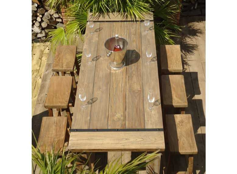 Reclaimed teak bar set