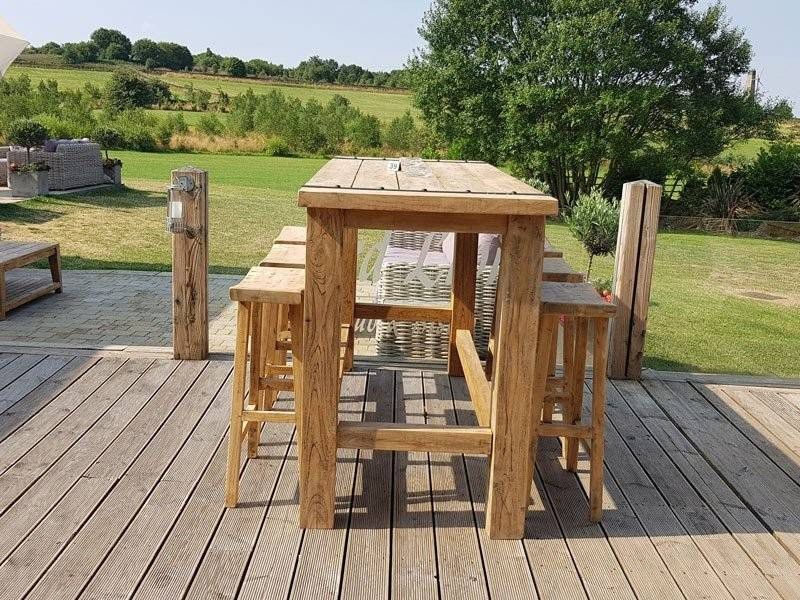 Reclaimed teak bar set