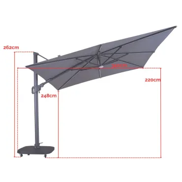Sicily 3M Square Cantilever Parasol With LED Lights