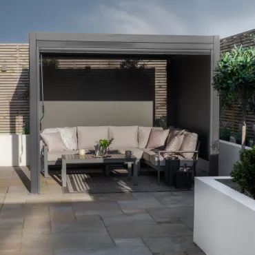 Jupiter 3m x 3m Aluminium Pergola Frame & Manual Operated Galvanised Steel Roof Louvres