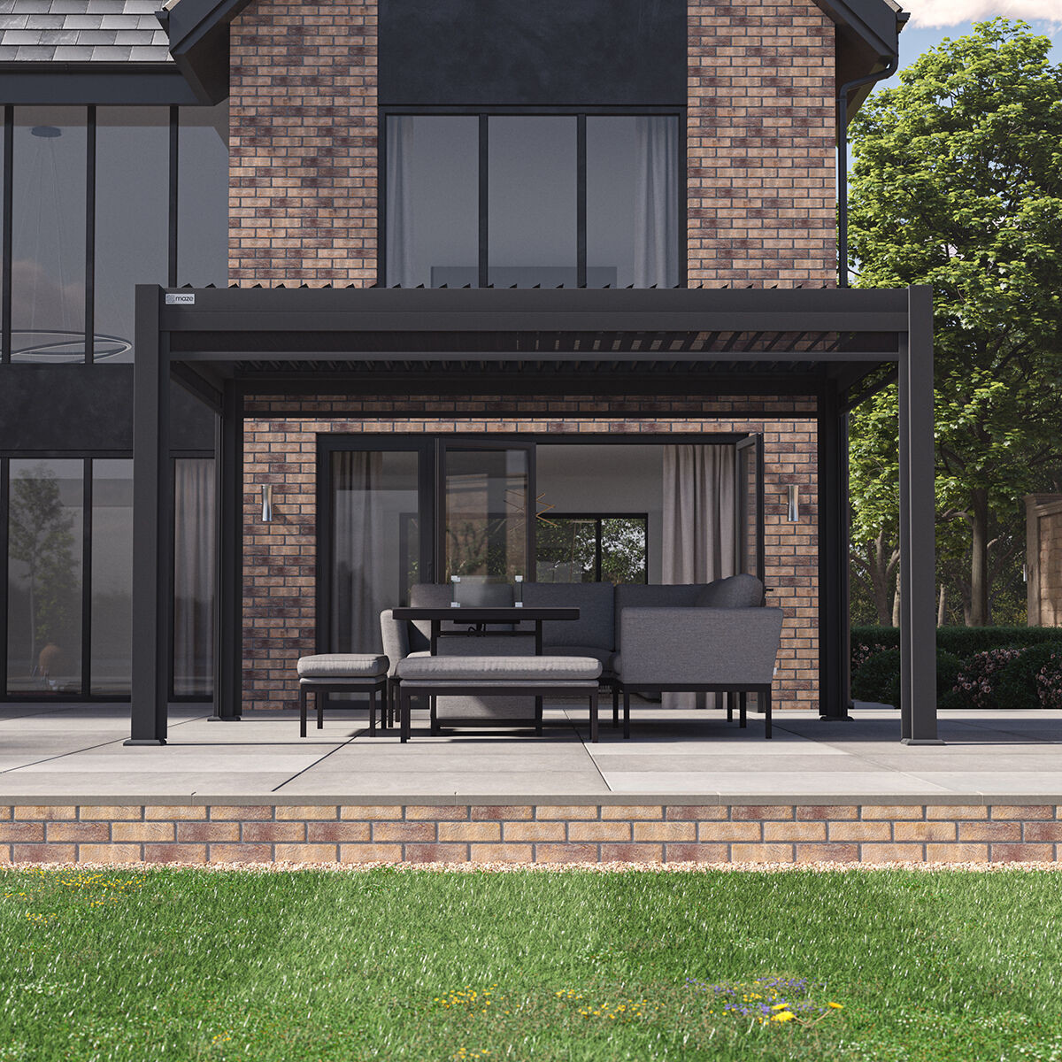 Jupiter 3m x 4m Aluminium Pergola Frame & Manual Operated Galvanised Steel Roof Louvres