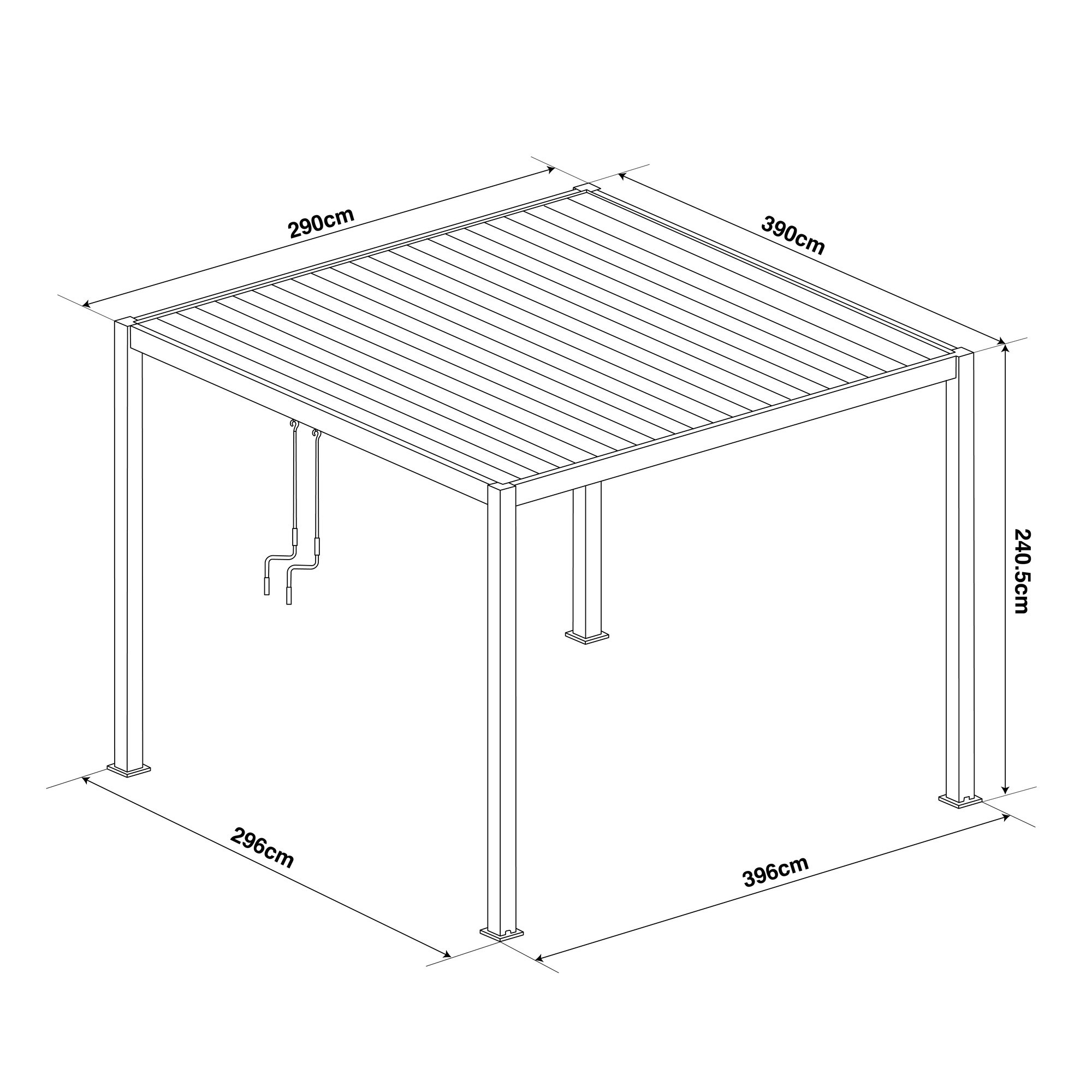 Jupiter 3m x 4m Aluminium Pergola Frame & Manual Operated Galvanised Steel Roof Louvres