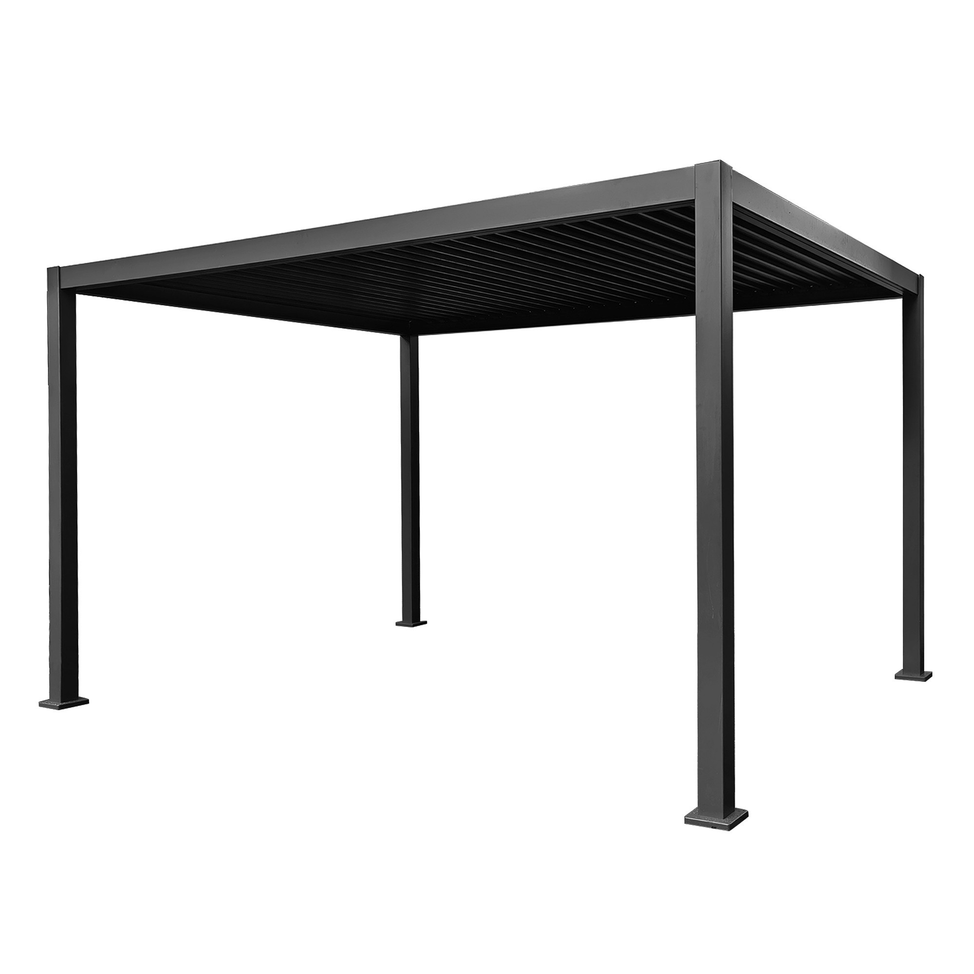 Jupiter 3m x 4m Aluminium Pergola Frame & Manual Operated Galvanised Steel Roof Louvres