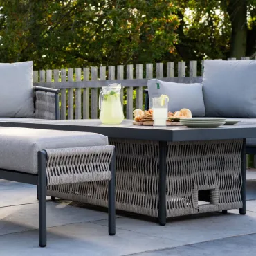 Sophia 3 Seater Rattan Aluminium Lounge Dining Set with 2 Armchairs Bench - Rising Table