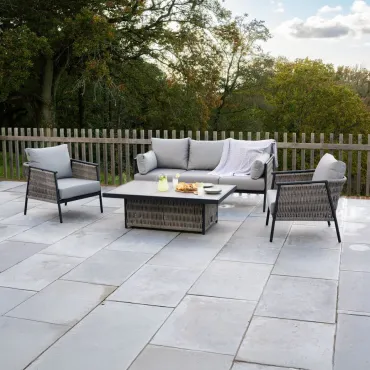 Sophia 3 Seater Rattan Aluminium Dining 2 Armchairs