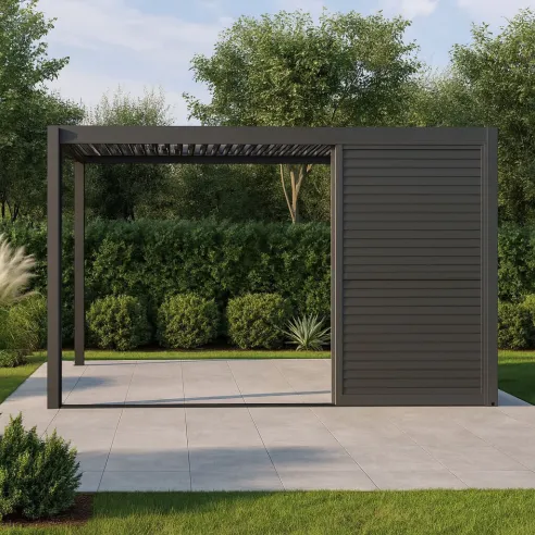Como Pergola Sliding Wood Effect Louvre Panel Door 4m - 2 Como Pergola Sliding Wood Effect Louvre Panel Door 4m - 2