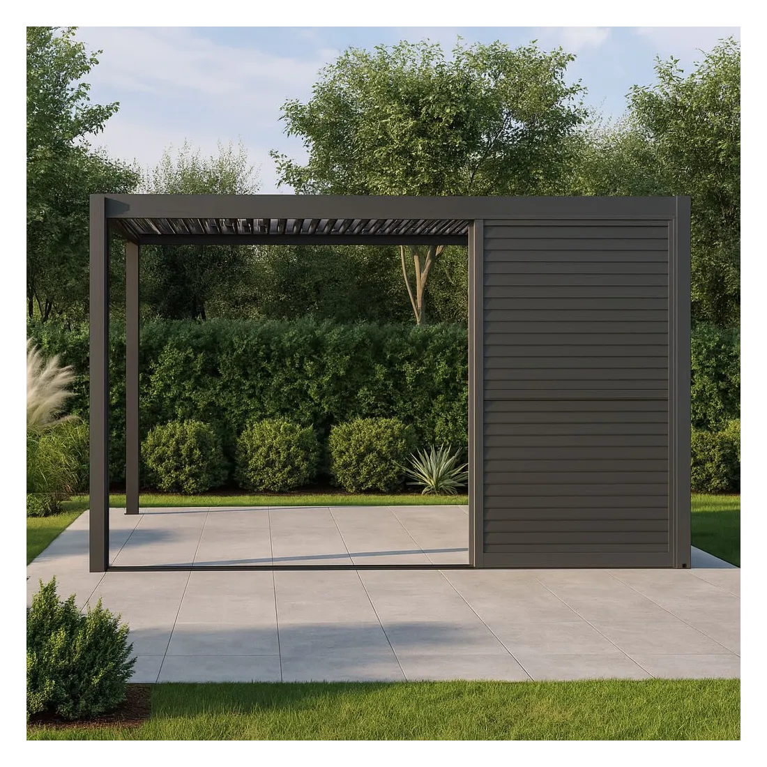 Como Pergola Sliding Wood Effect Louvre Panel Door 4m - 2 Como Pergola Sliding Wood Effect Louvre Panel Door 4m - 2