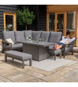 Manhattan Reclining Corner Dining Set - With Firepit Table