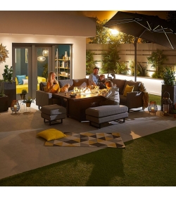 Eclipse Outdoor Fabric Casual Dining Set with Stools and Firepit Table