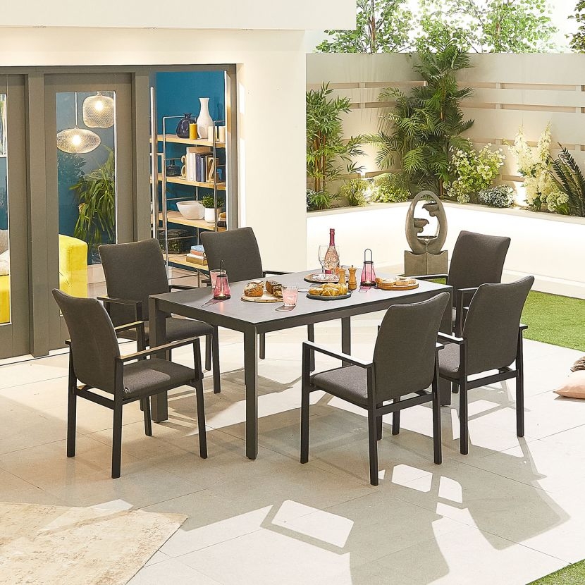 Hugo Outdoor Fabric 6 Seat Rectangular, Outdoor Dining Chairs Room And Board Sets Uk