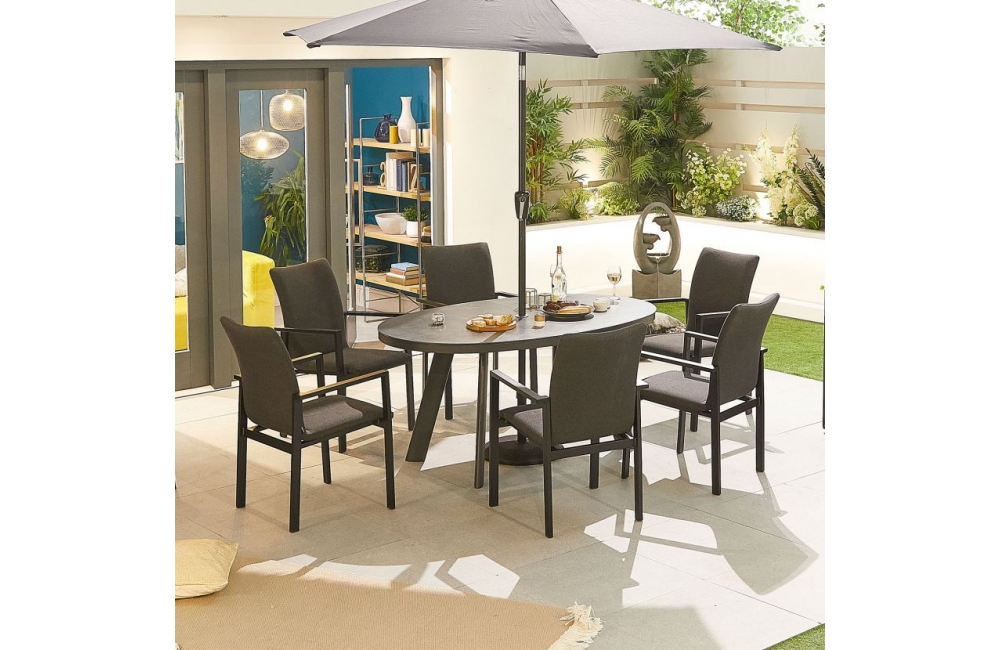 Fabric Dining Sets Hugo Outdoor Fabric 6 Seat Oval Dining Set