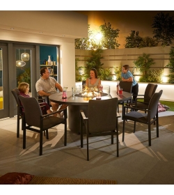 Hugo Outdoor Fabric 8 Seat Round Dining Set with Firepit Table