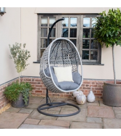 Ascot Rattan Hanging Chair - With Weatherproof Cushions