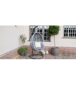 Ascot Rattan Hanging Chair - With Weatherproof Cushions