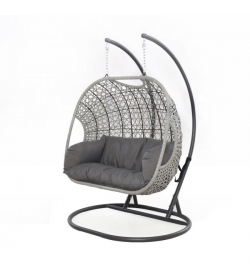 Ascot Rattan Hanging Double Chair - With Weatherproof Cushions