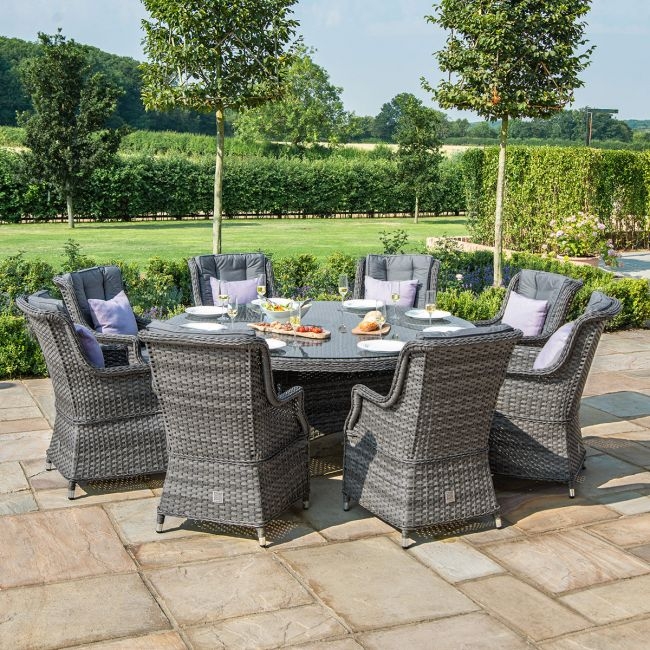 Victoria 8 Seater Round High Back Dining Set