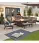 Vogue Aluminium Casual Dining Corner Sofa Set with Firepit Table & Armchair & Bench